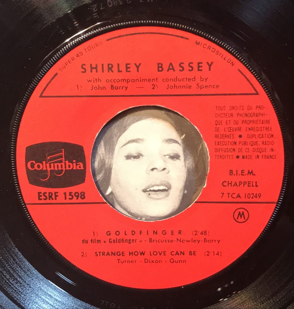 Shirley Bassey ‎– Goldfinger (Soundtrack From James Bond 007) 45lik Plak EP - Görsel 3