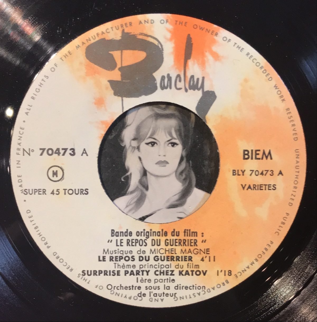 Michel Magne ‎– Le Repos Du Guerrier (Bande Originale Du Film De Vadim) 45lik EP - Görsel 3
