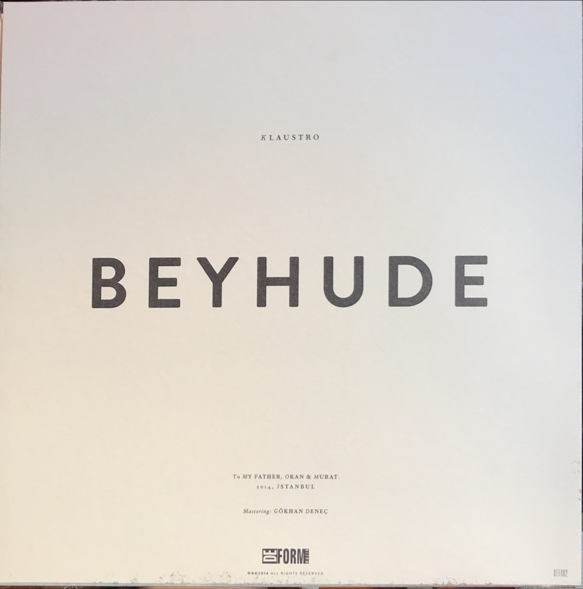 Klaustro ‎– Beyhude LP 10'' Plak - Görsel 2