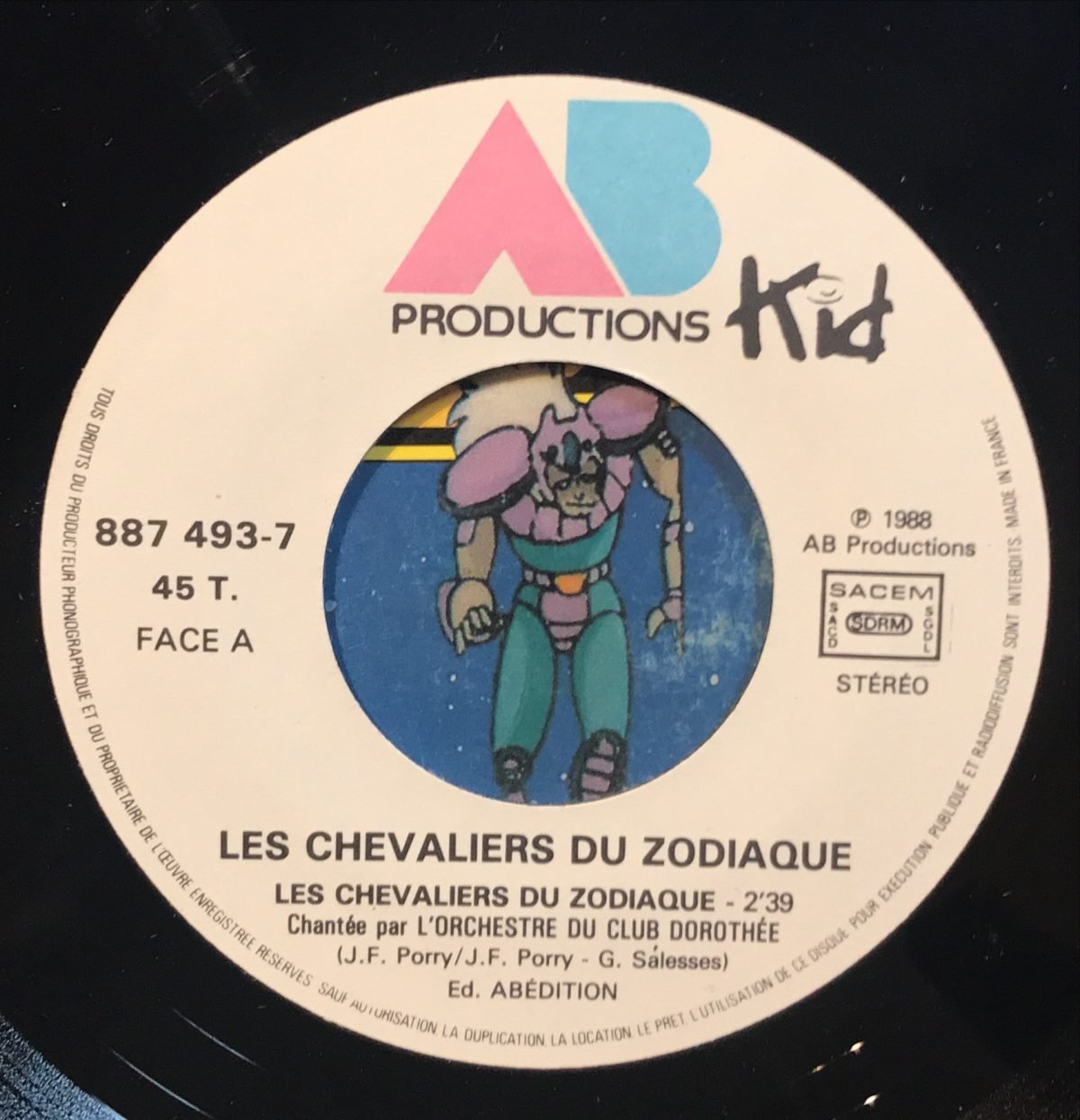 Bernard Minet ‎– Les Chevaliers Du Zodiaque 45lik Plak - Görsel 3