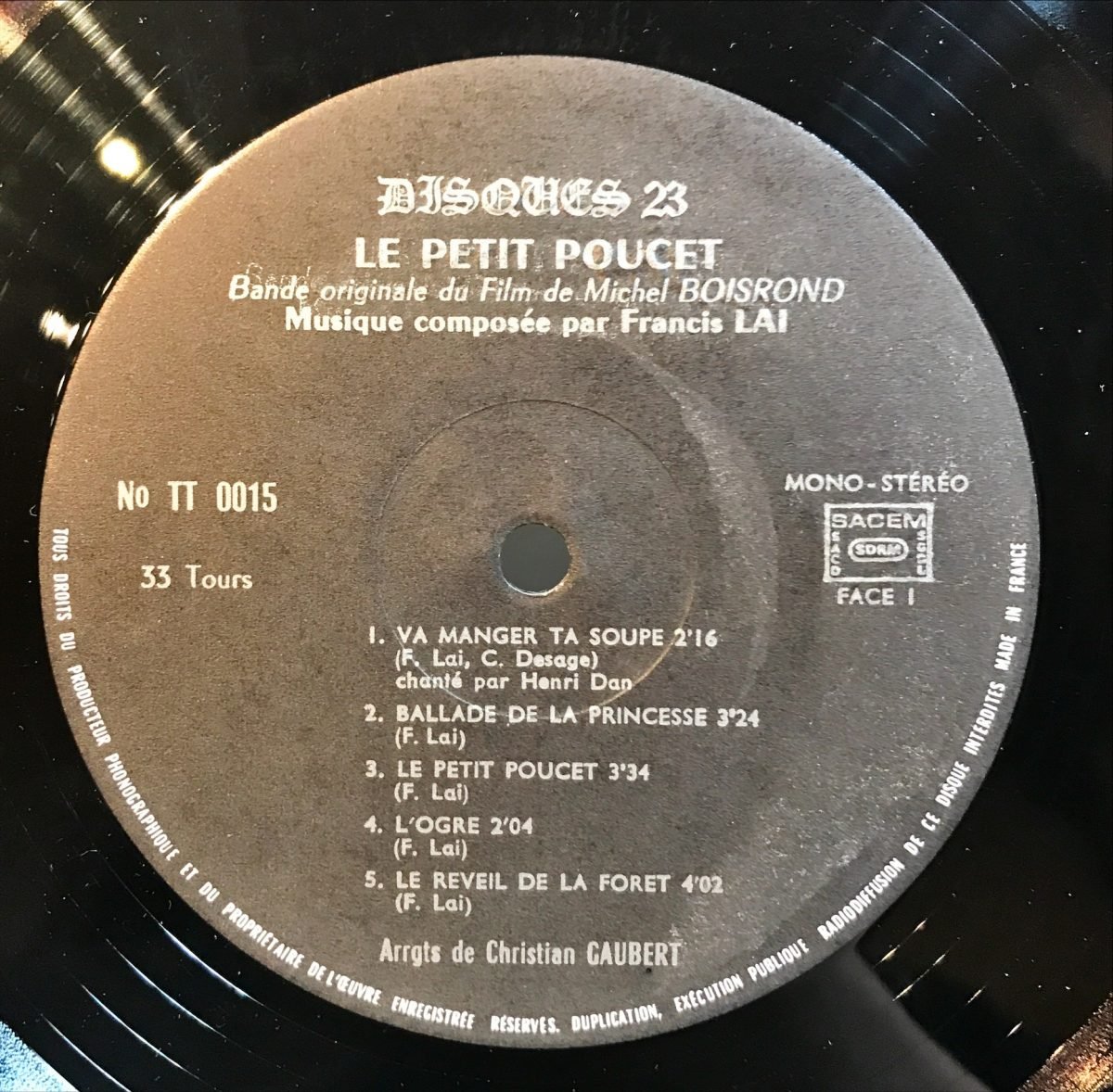 Francis Lai ‎– Le Petit Poucet (Bande Originale Du Film) LP Plak - Görsel 3
