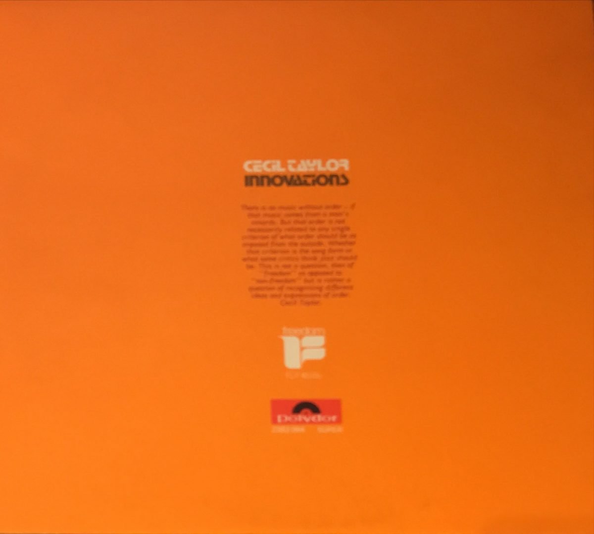 Cecil Taylor ‎– Innovations LP Plak - Görsel 2