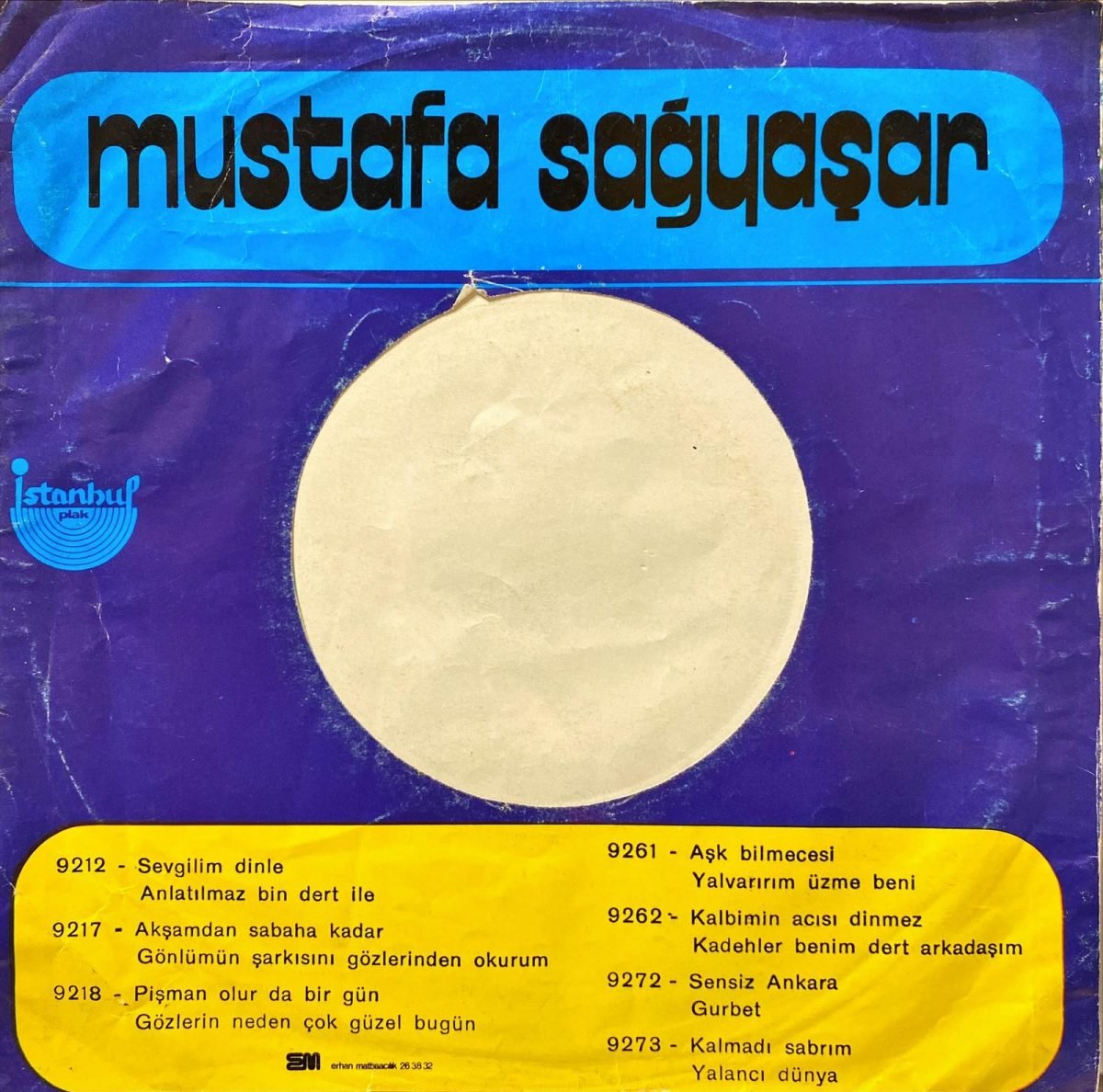 Mustafa Sağyaşar ‎– Kader / Yeşil Gözlerinden Muhabbet Kaptım 45'lik Plak - Görsel 2