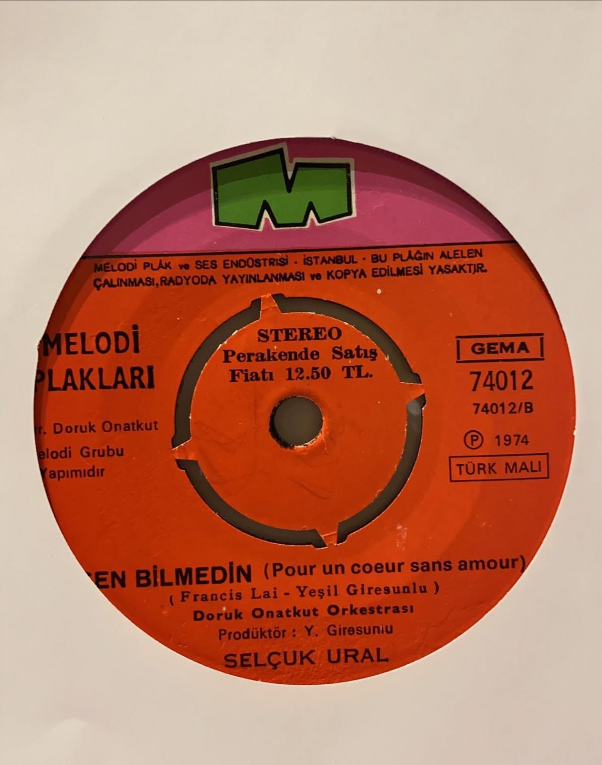 Selçuk Ural ‎– Son Şarkı / Sen Bilmedin 45'lik Plak - Görsel 3