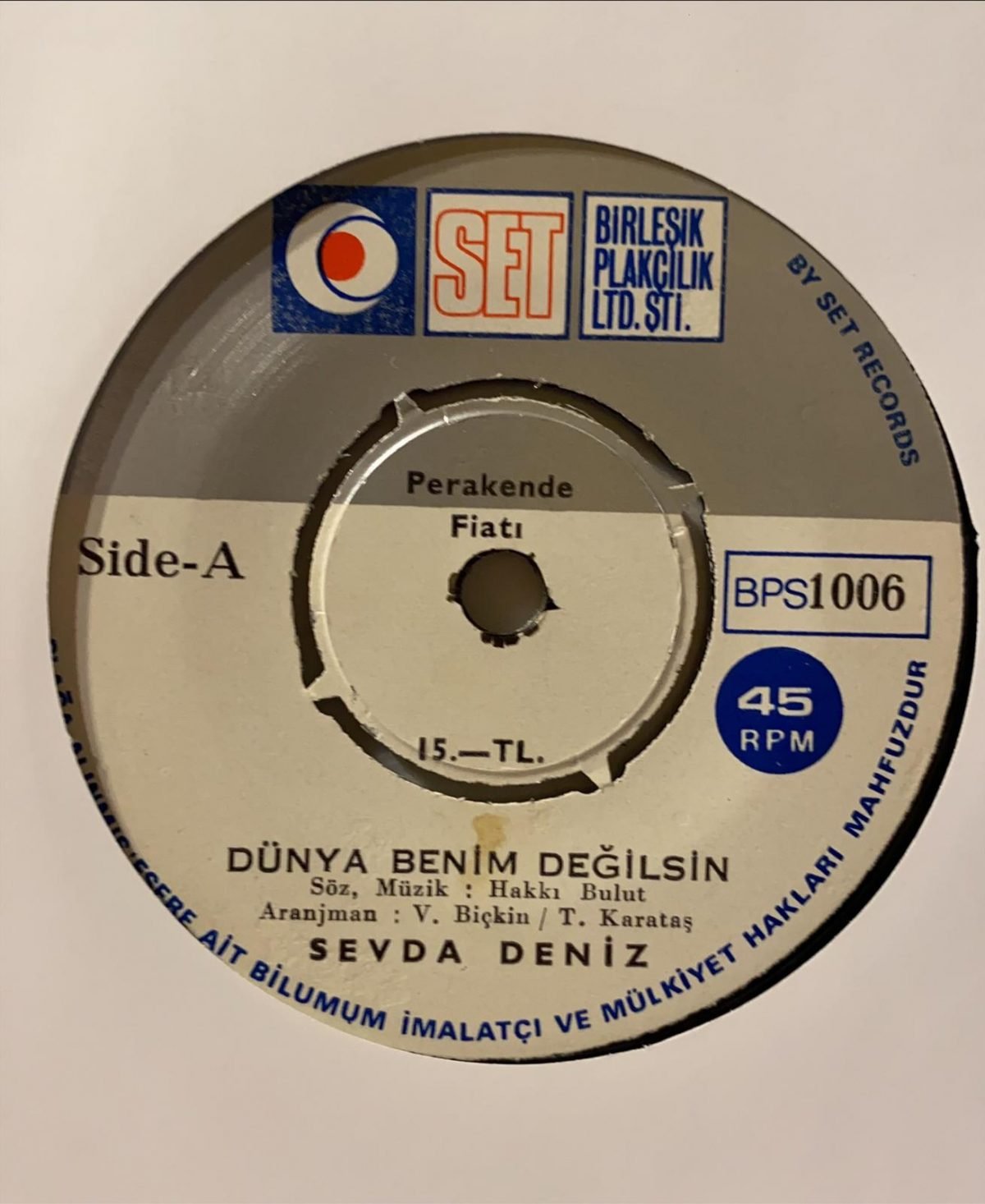 Sevda Deniz ‎– Dünya Benim Değilsin / Ben Kimim 45'lik Plak - Görsel 4