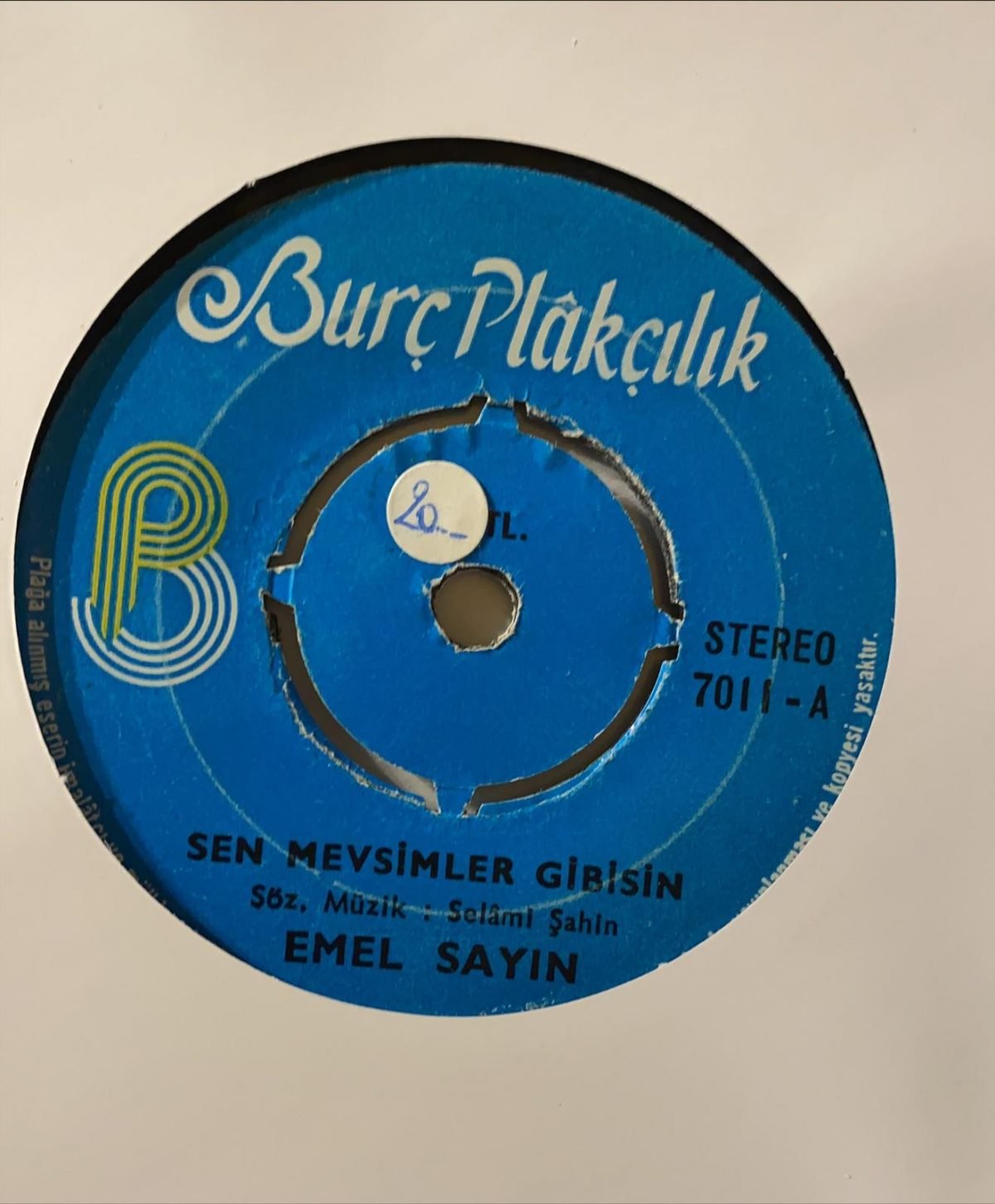 Emel Sayın ‎– Sen Mevsimler Gibisin / Dudağından Bir Öpsem 45'lik Plak - Görsel 2