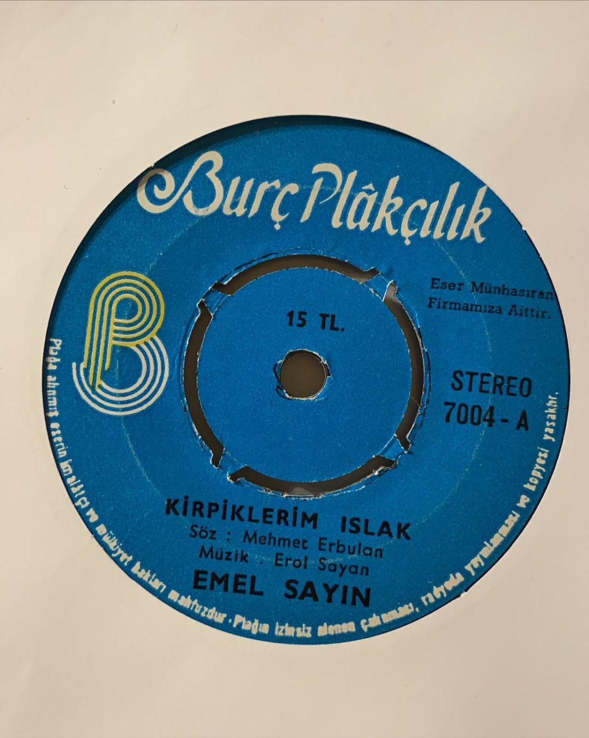 Emel Sayın ‎– Kirpiklerim Islak / Ağlatırsa Mevlam 45'lik Plak - Görsel 4