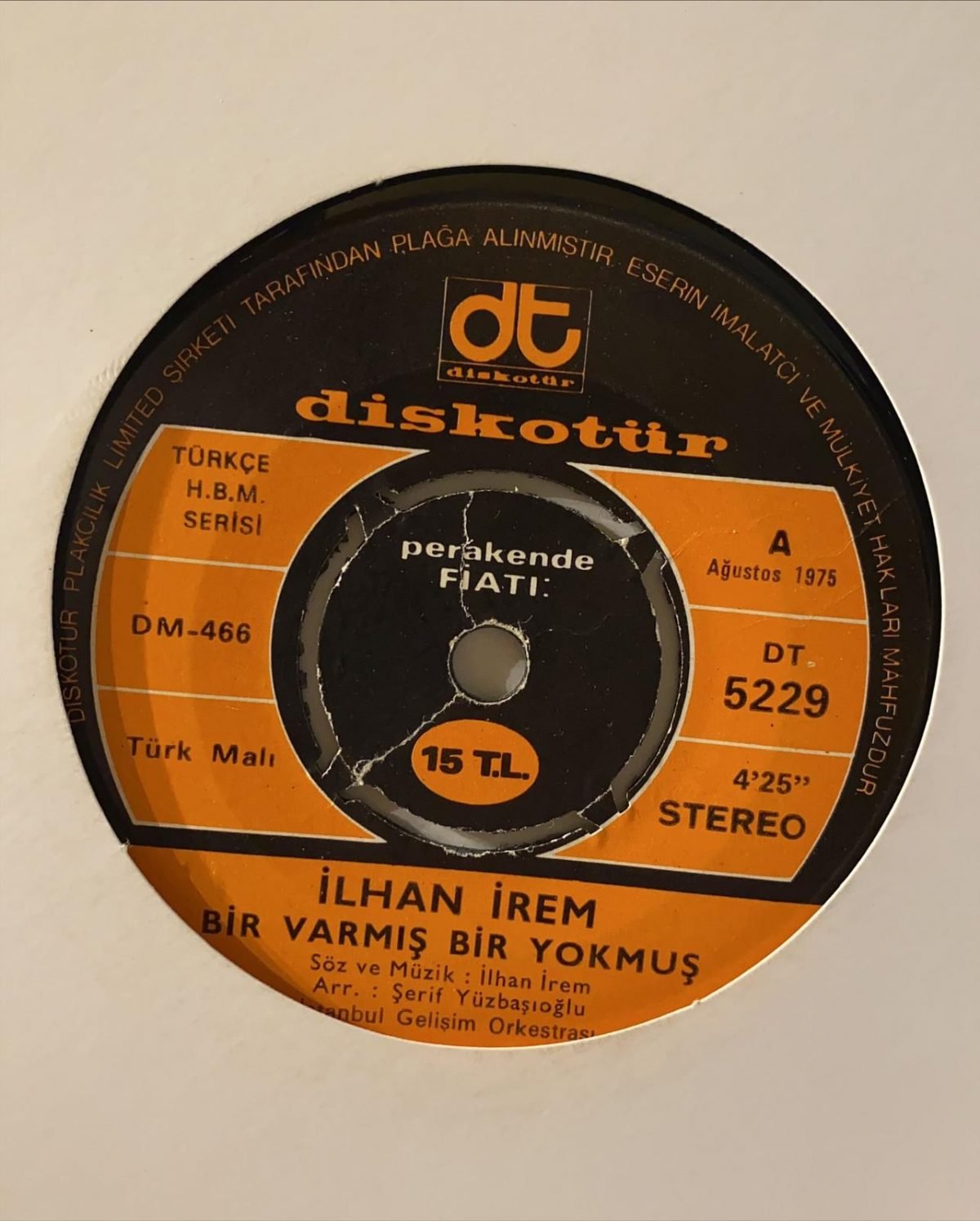 İlhan İrem ‎– Bir Varmış Bir Yokmuş 45'lik Plak - Görsel 3