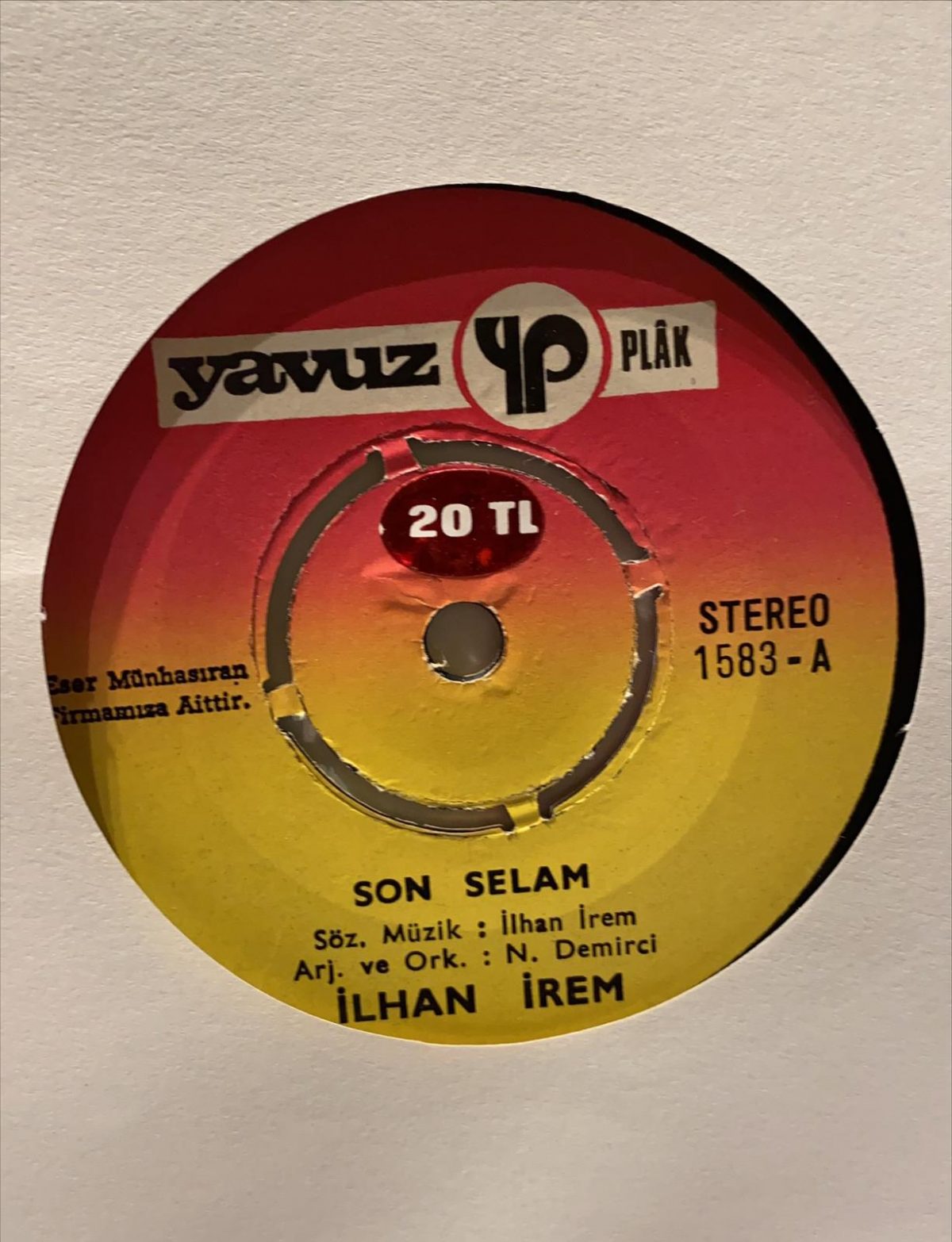 İlhan İrem ‎– Son Selam / Sensiz De Yaşanıyor 45'lik Plak - Görsel 4