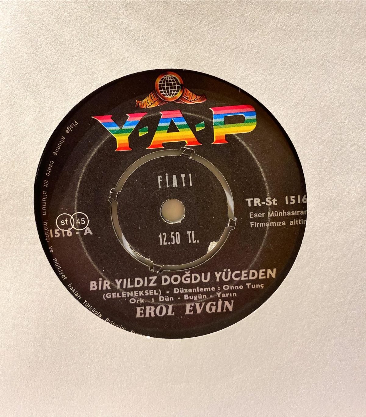 Erol Evgin ‎– Bir Yıldız Doğdu Yüceden 45'lik Plak - Görsel 2