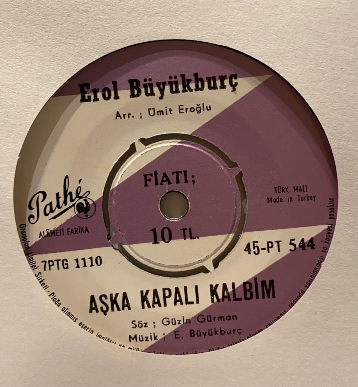 Erol Büyükburç ‎– Gül Ayşe / Aşka Kapalı Kalbim 45'lik Plak - Görsel 2