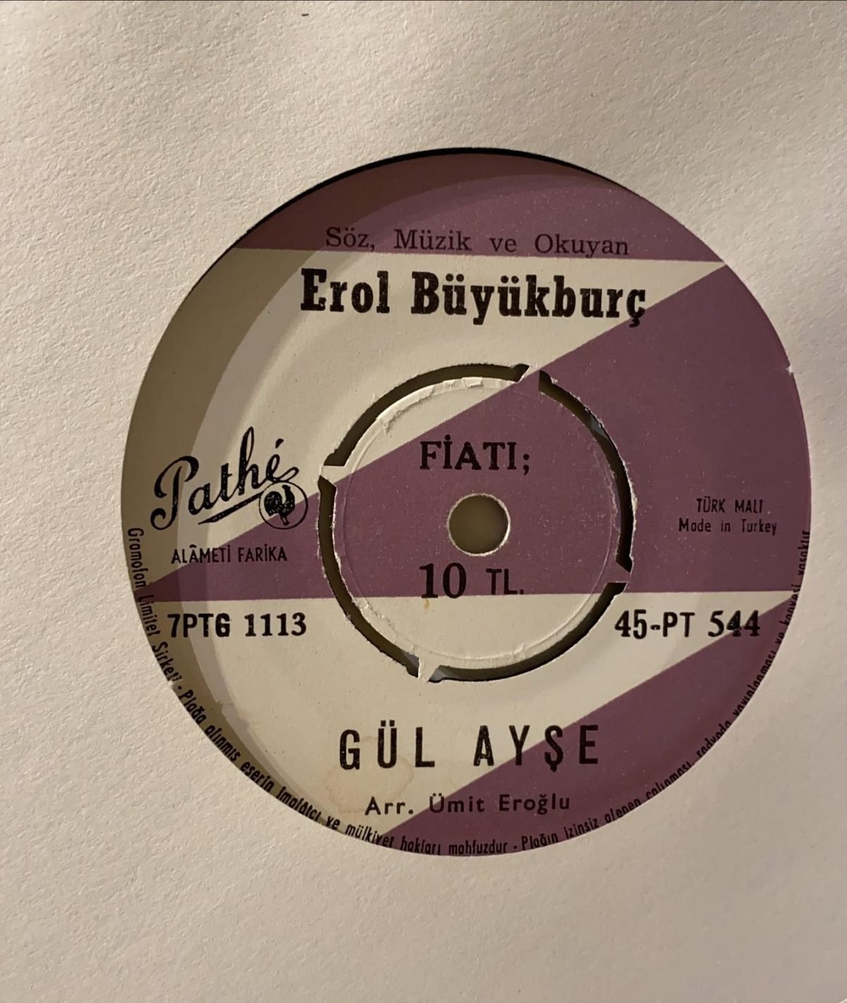 Erol Büyükburç ‎– Gül Ayşe / Aşka Kapalı Kalbim 45'lik Plak - Görsel 3