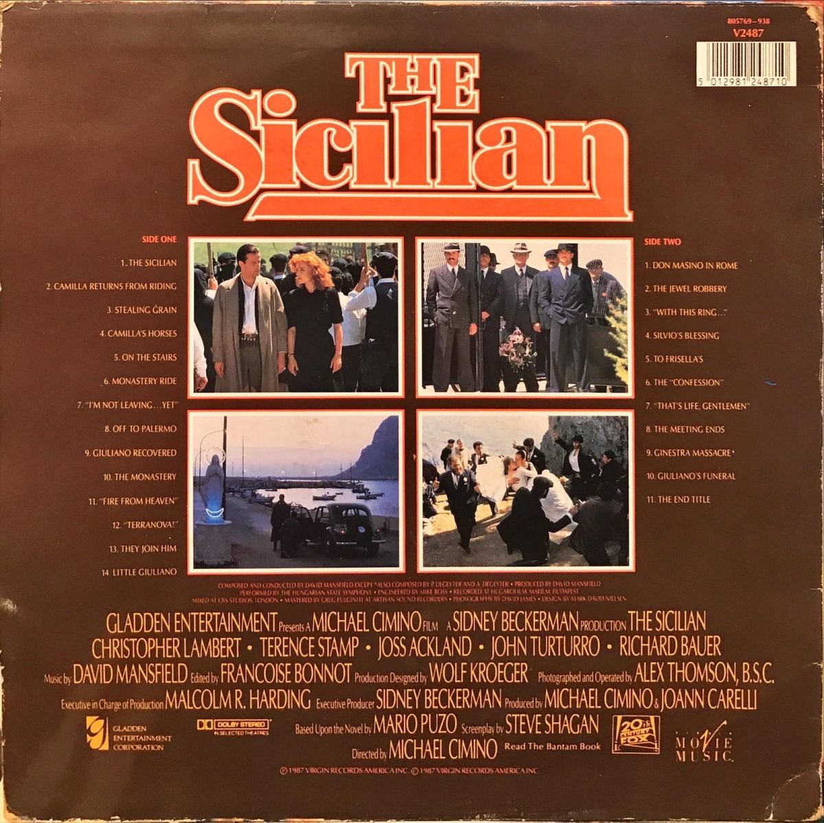 David Mansfield ‎– The Sicilian (Original Motion Picture Soundtrack) LP Plak - Görsel 2