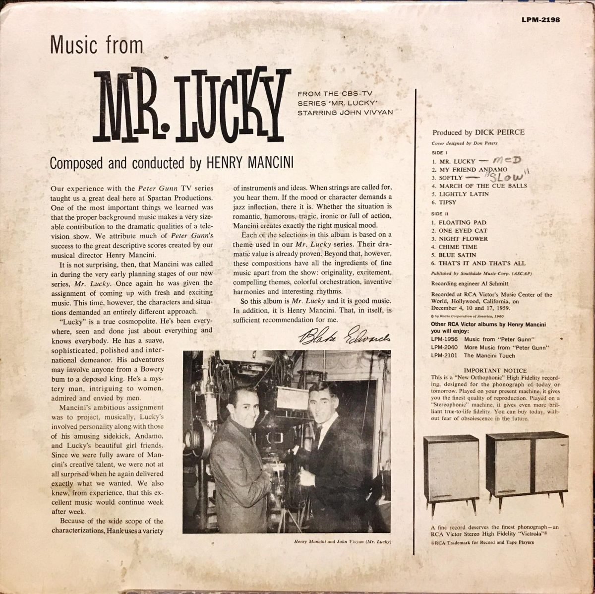 Henry Mancini ‎– Music From "Mr. Lucky" LP Plak - Görsel 3