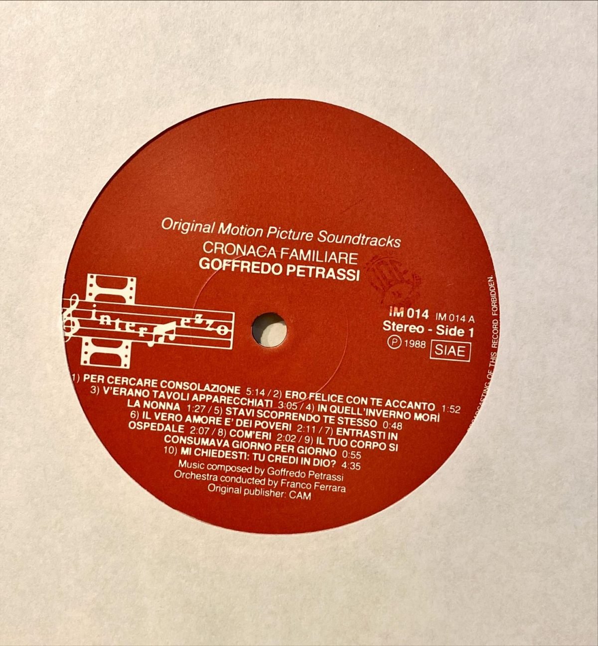 Goffredo Petrassi / Valentino Bucchi ‎– Cronaca Familiare / Banditi A Orgosolo LP Plak - Görsel 2