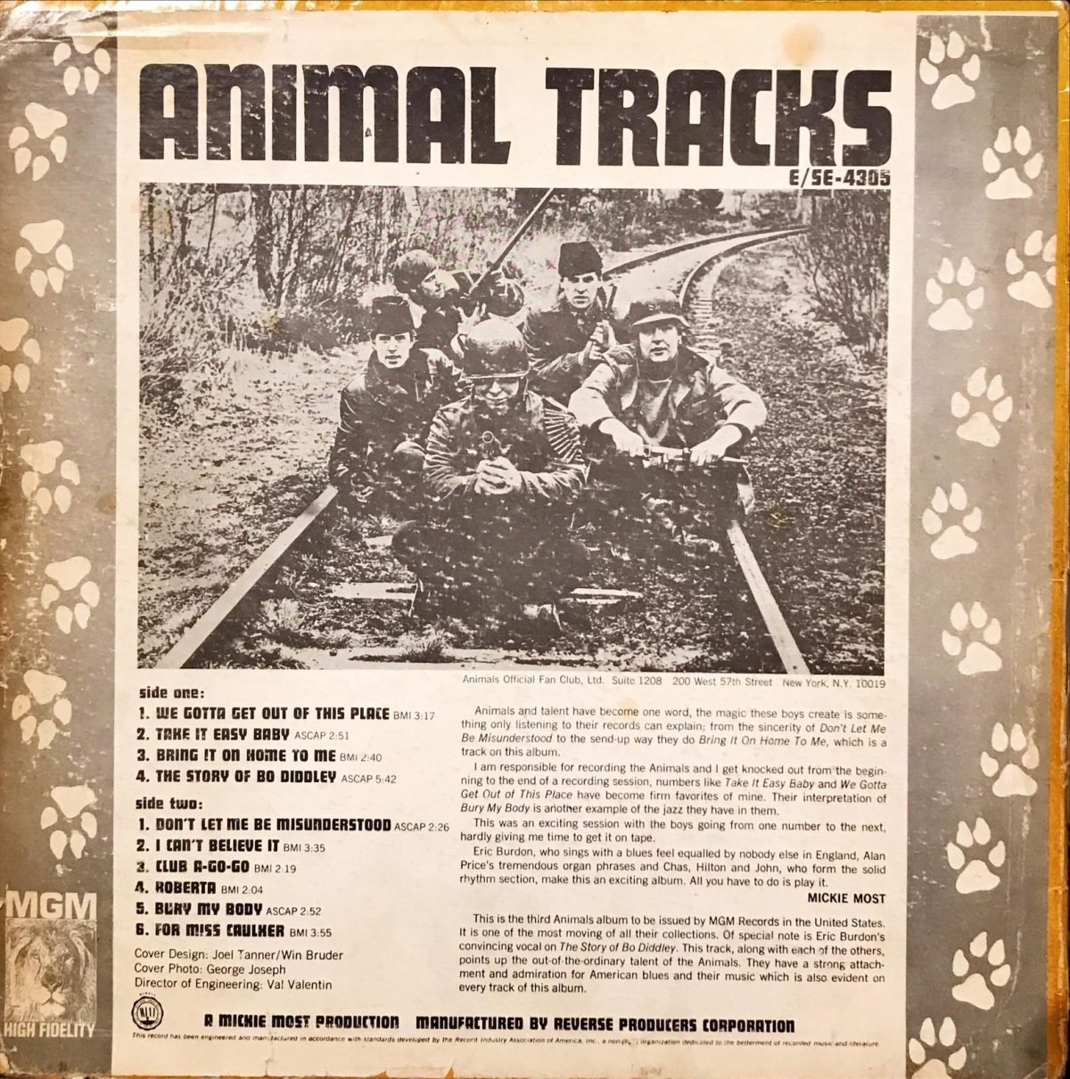 The Animals! ‎– Animal Tracks LP Plak - Görsel 2
