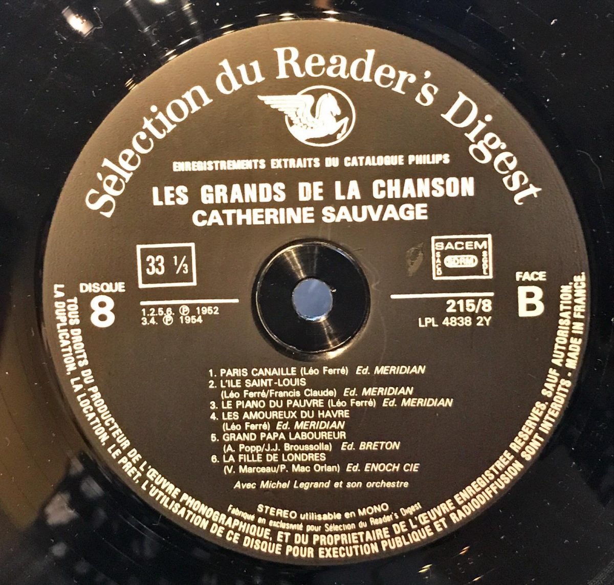 André Claveau / Catherine Sauvage - Les grands de la chanson vol. 8 LP Plak - Görsel 3