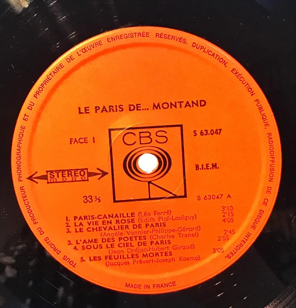 Yves Montand ‎– Le Paris De... Montand LP Plak - Görsel 3