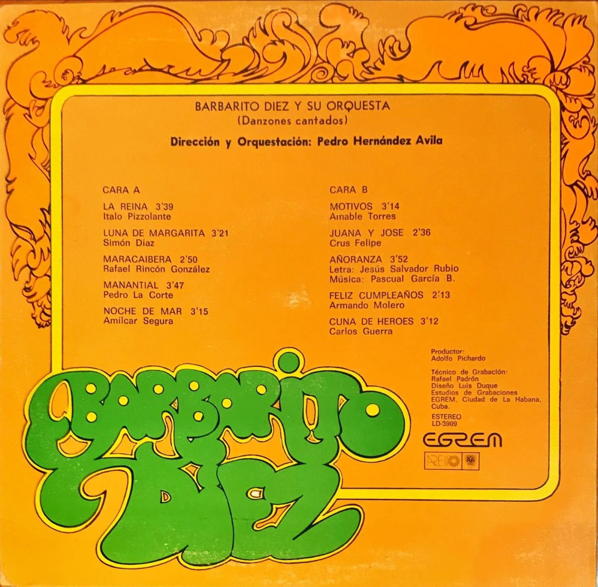 Barbarito Diez Y Su Orquesta ‎– Barbarito Diez LP Plak - Görsel 2