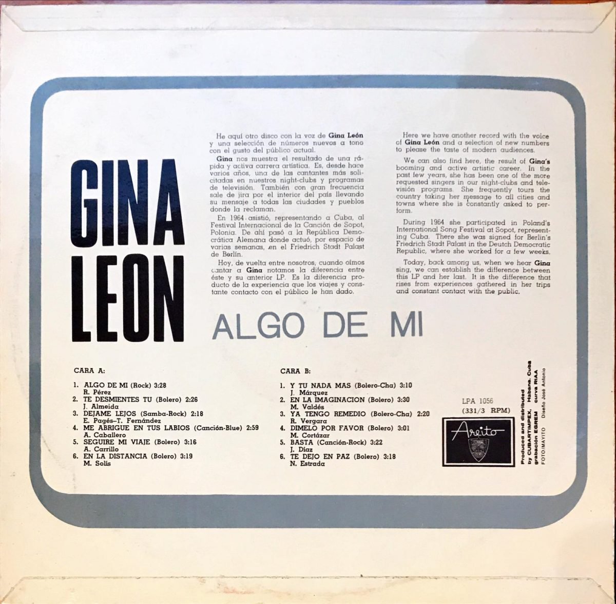 Gina Leon ‎– Algo De Mi LP Plak - Görsel 3