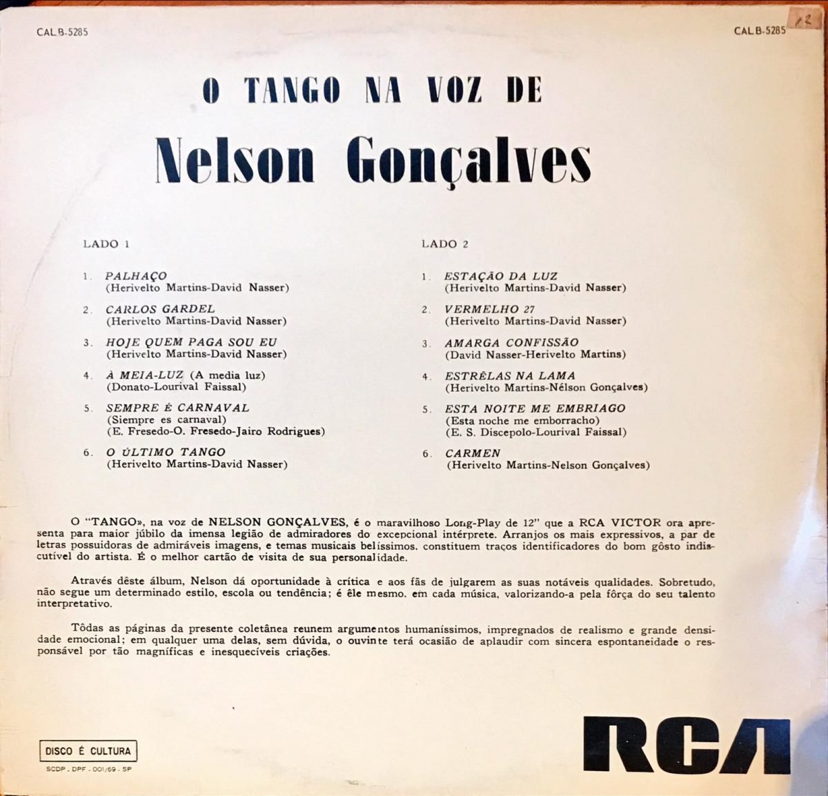 Nelson Gonçalves ‎– O Tango LP Plak - Görsel 2