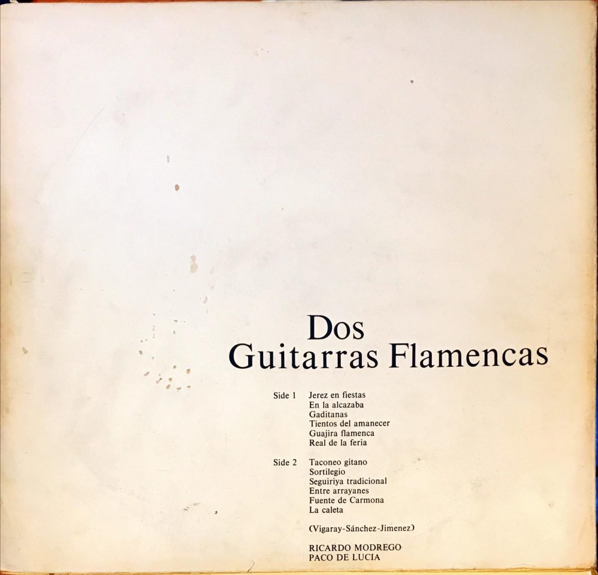 Paco De Lucía, Ricardo Modrego ‎– Dos Guitarras Flamencas En Stereo LP - Görsel 3