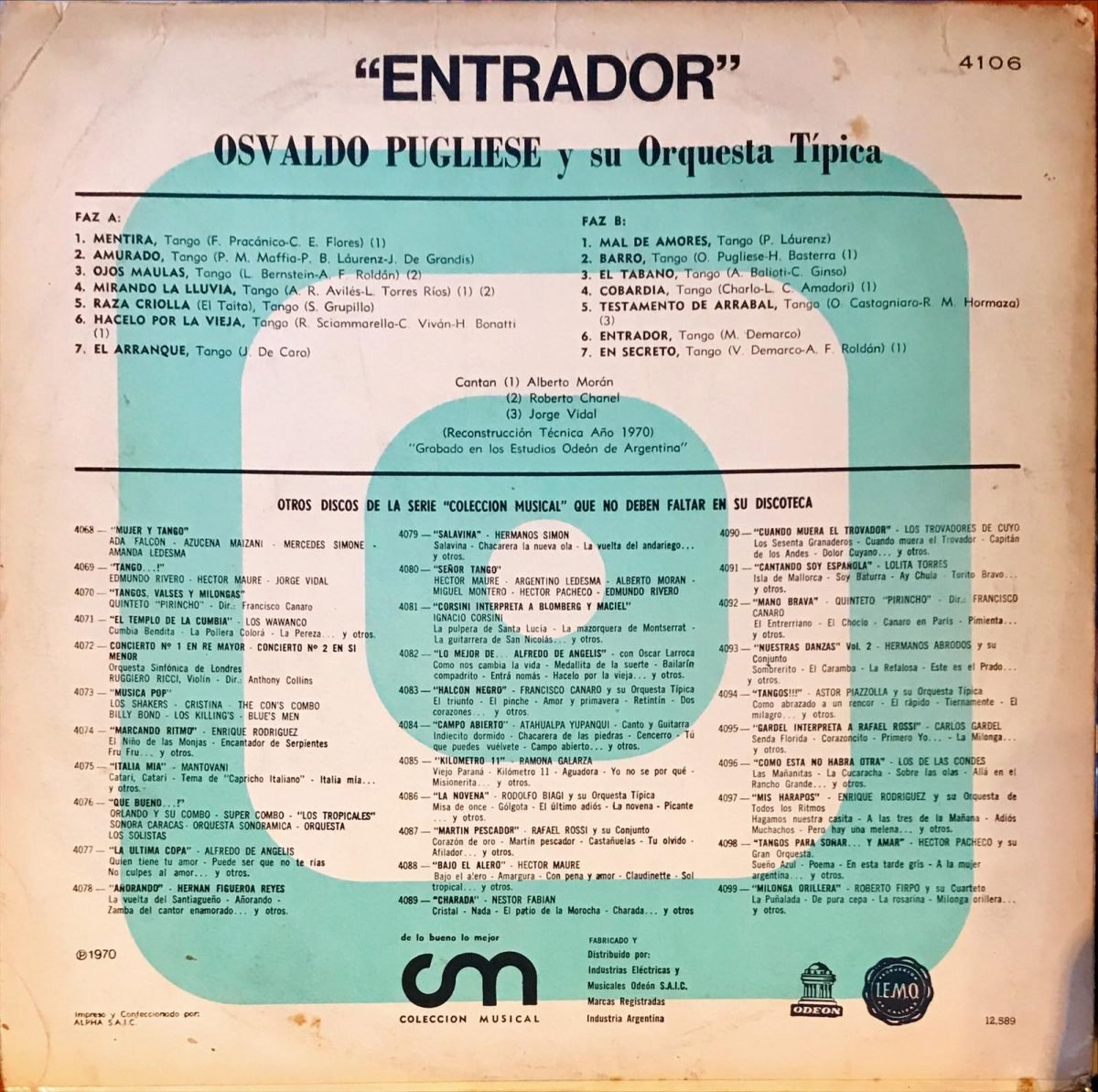 Osvaldo Pugliese ‎– Entrador LP Plak Tango - Görsel 2
