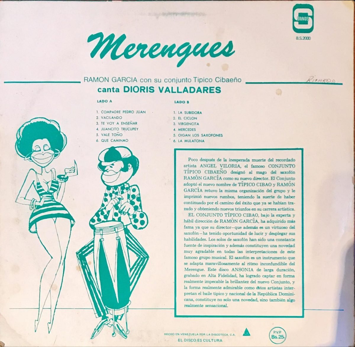 Ramon Garcia Con Su Conjunto Tipico Cibaeño ‎– Merengues LP Plak - Görsel 2