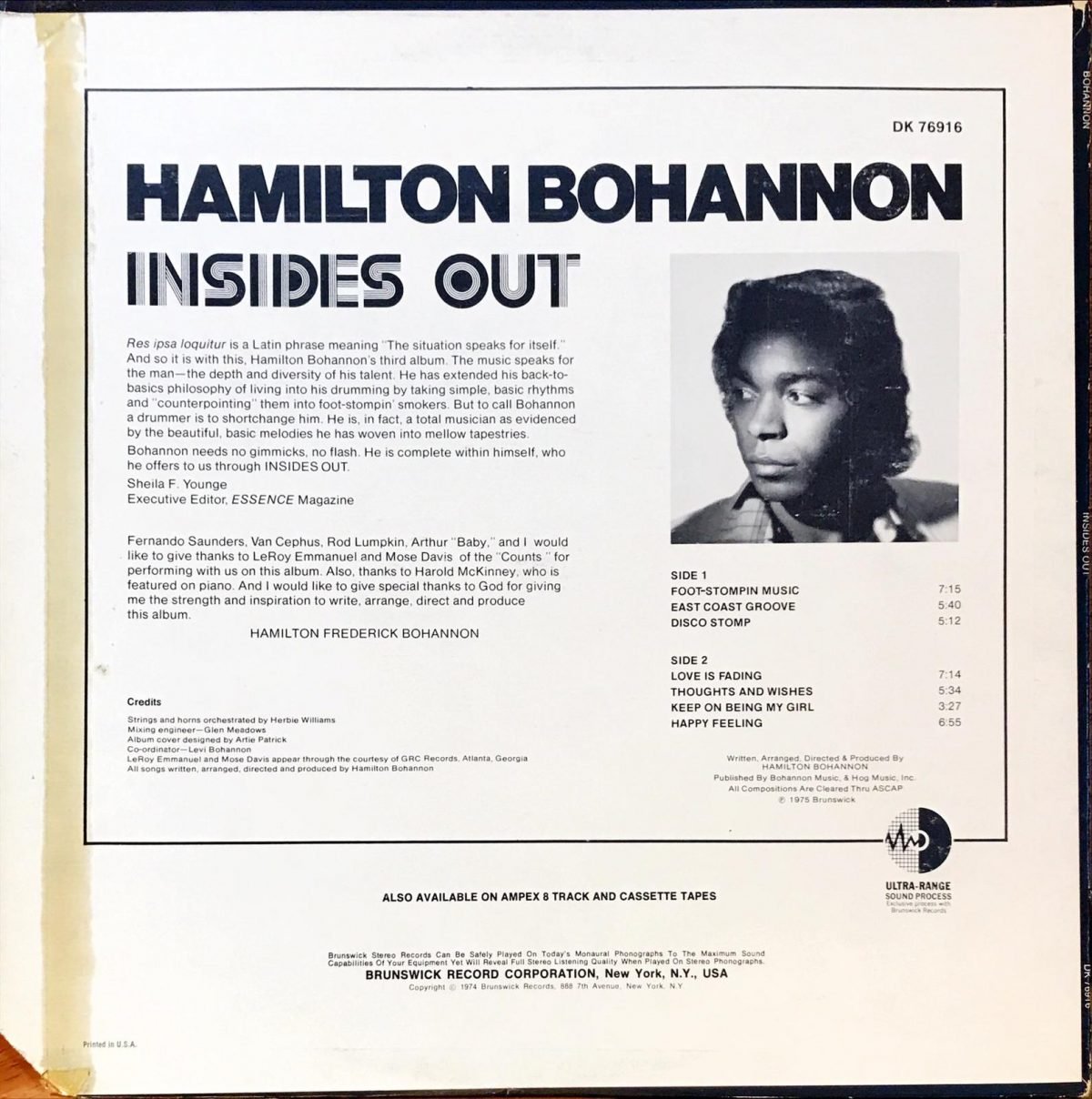 Bohannon ‎– Insides Out LP Plak - Görsel 3
