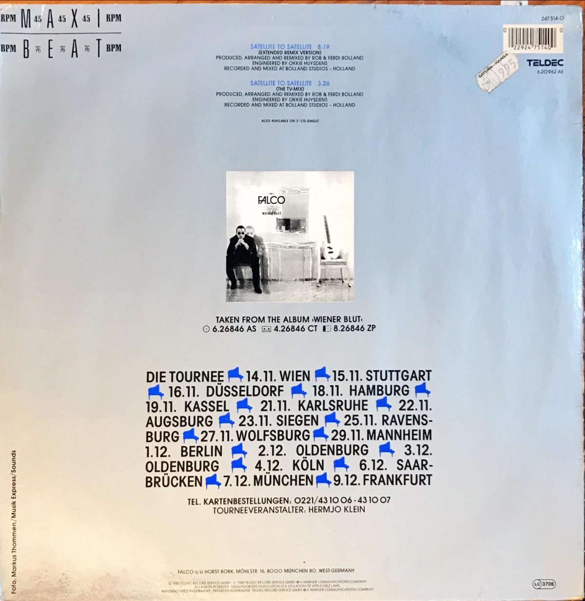 Falco ‎– Satellite To Satellite Maxi Single Plak - Görsel 3