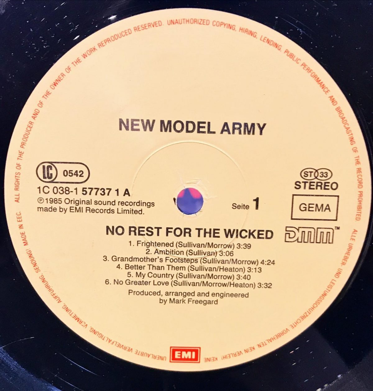 New Model Army ‎– No Rest For The Wicked LP Plak - Görsel 2