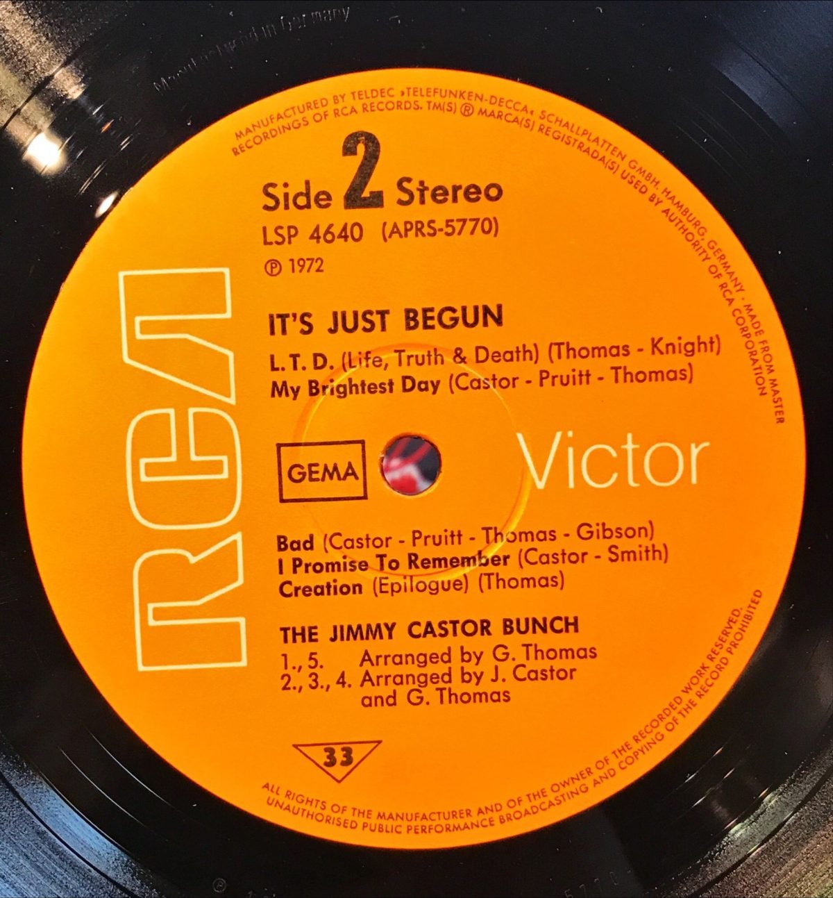 The Jimmy Castor Bunch ‎– It's Just Begun LP Plak - Görsel 2