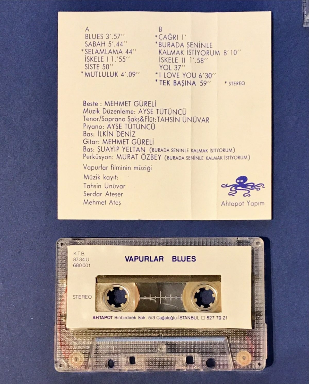 Mehmet Güreli / Ayşe Tütüncü / Tahsin Ünüvar / İlkin Deniz ‎– Vapurlar Blues Kaset - Görsel 2