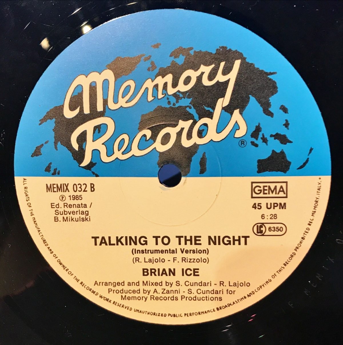 Brian Ice ‎– Talking To The Night - Maxi Single Plak - Görsel 2