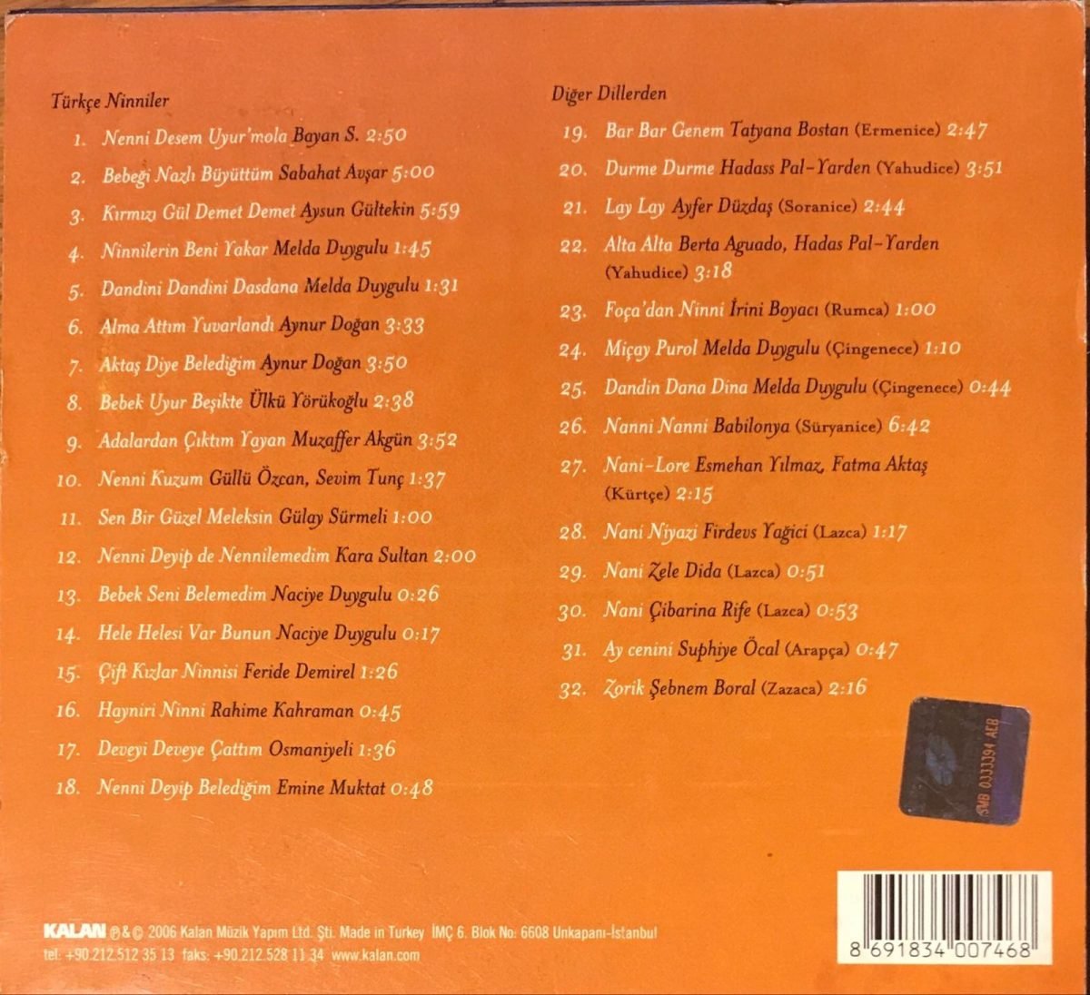 Anadolu Ninnileri / Anatolian Lullabies CD - Görsel 2