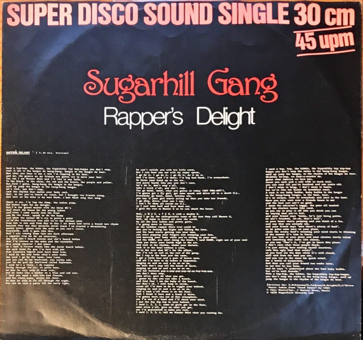 Sugarhill Gang ‎– Rapper's Delight  Maxi Single Plak - Görsel 2