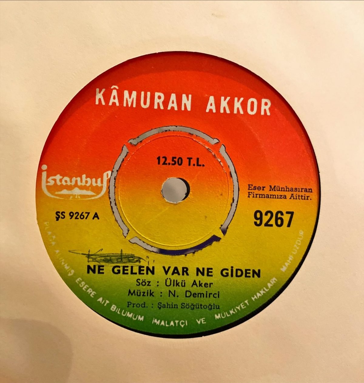 Kamuran Akkor ‎– Ne Gelen Var Ne Giden / Evet Mi Hayır Mı  45'lik Plak - Görsel 3