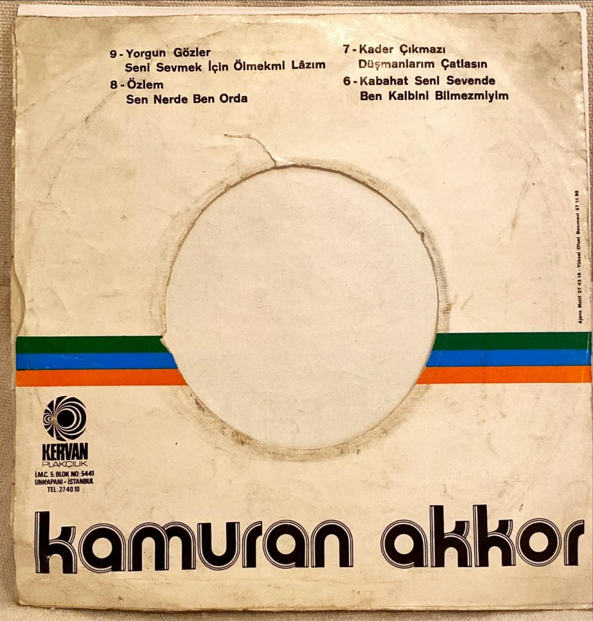 Kamuran Akkor ‎– Kader Çıkmazı / Düşmanlarım Çatlasın 45'lik Plak - Görsel 2