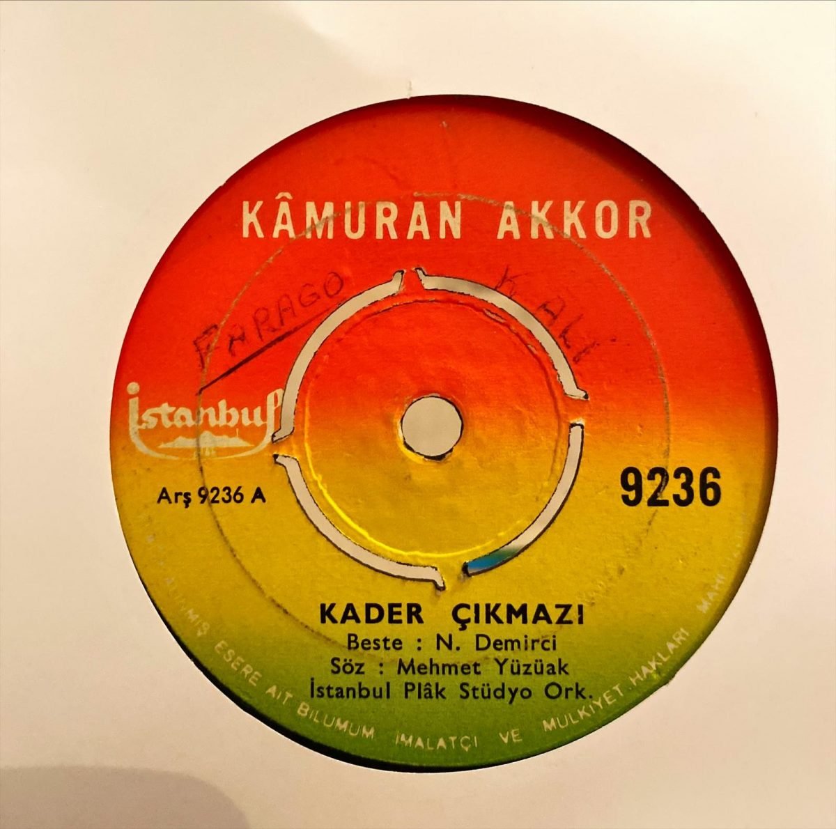 Kamuran Akkor ‎– Kader Çıkmazı / Düşmanlarım Çatlasın 45'lik Plak - Görsel 4