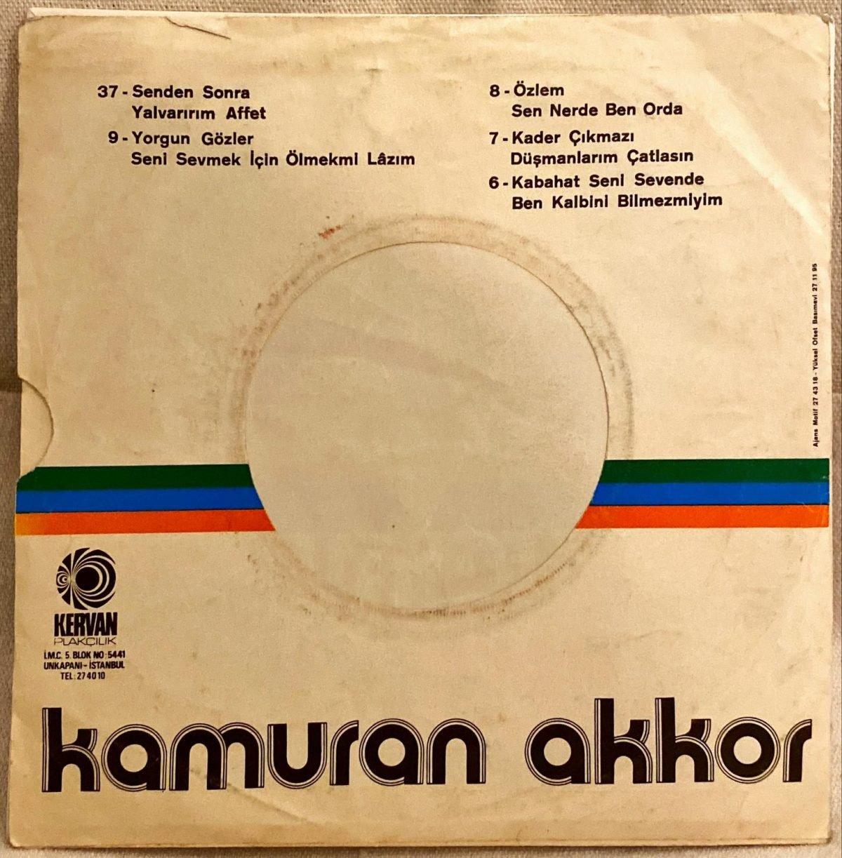 Kamuran Akkor ‎– Yorgun Gözler / Seni Sevmek İçin Ölmek Mi Lazım 45'lik Plak - Görsel 4