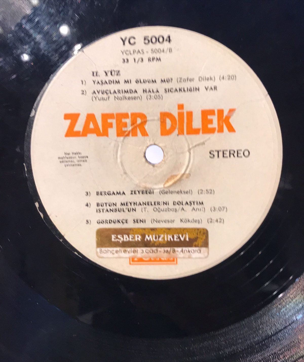 Zafer Dilek ‎– Zafer Dilek LP Plak - Görsel 2
