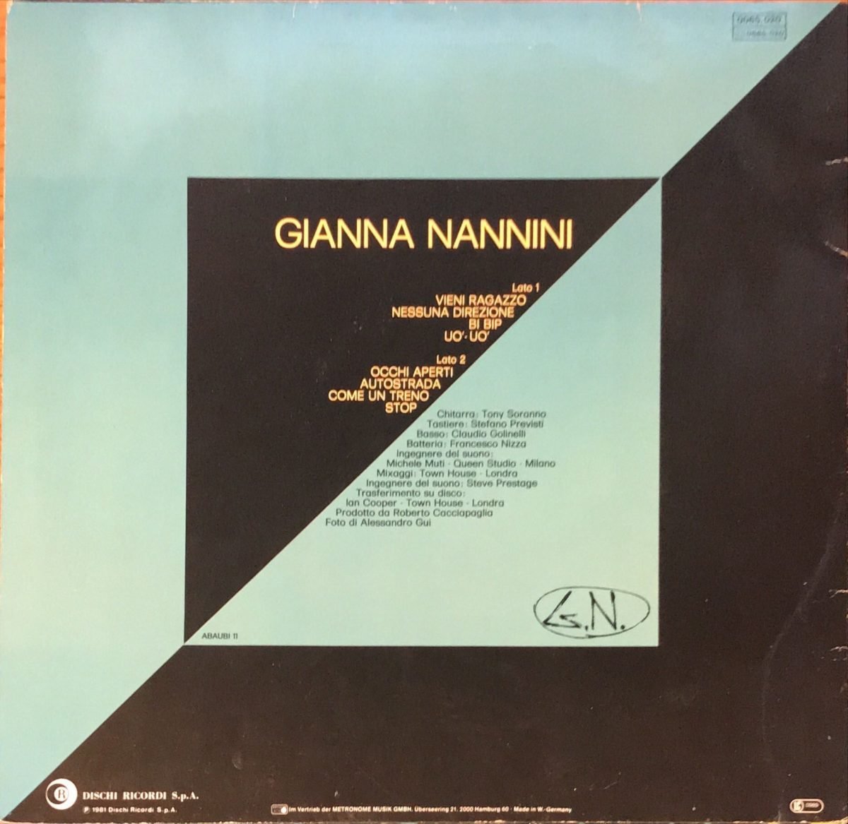 Gianna Nannini ‎– G.N. LP Plak - Görsel 2