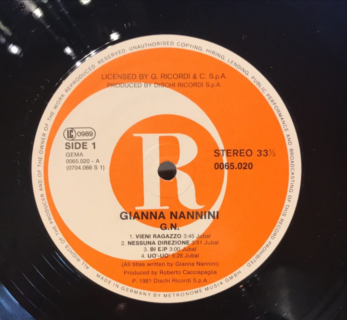 Gianna Nannini ‎– G.N. LP Plak - Görsel 3
