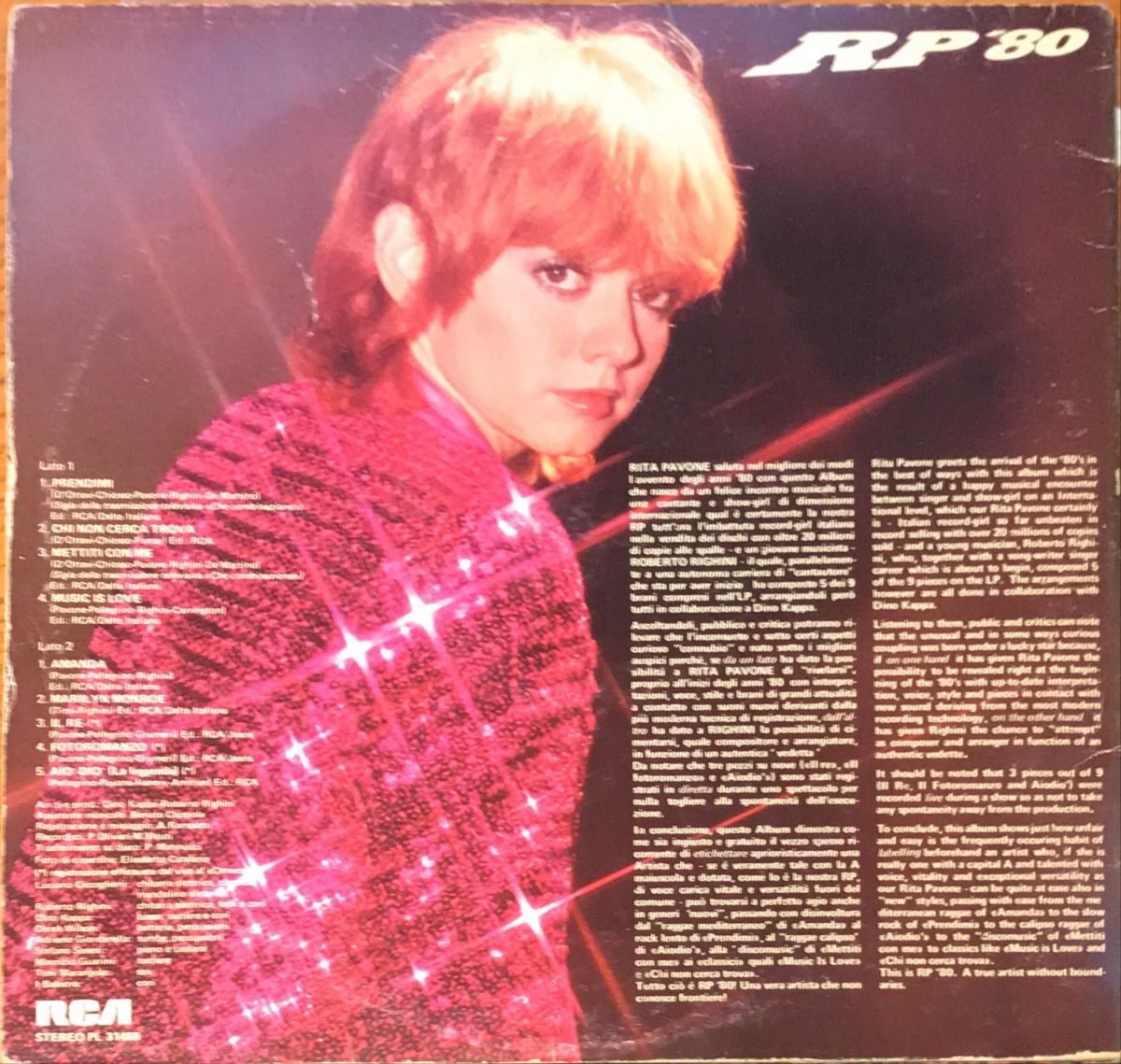 Rita Pavone ‎– RP '80 LP Plak - Görsel 3