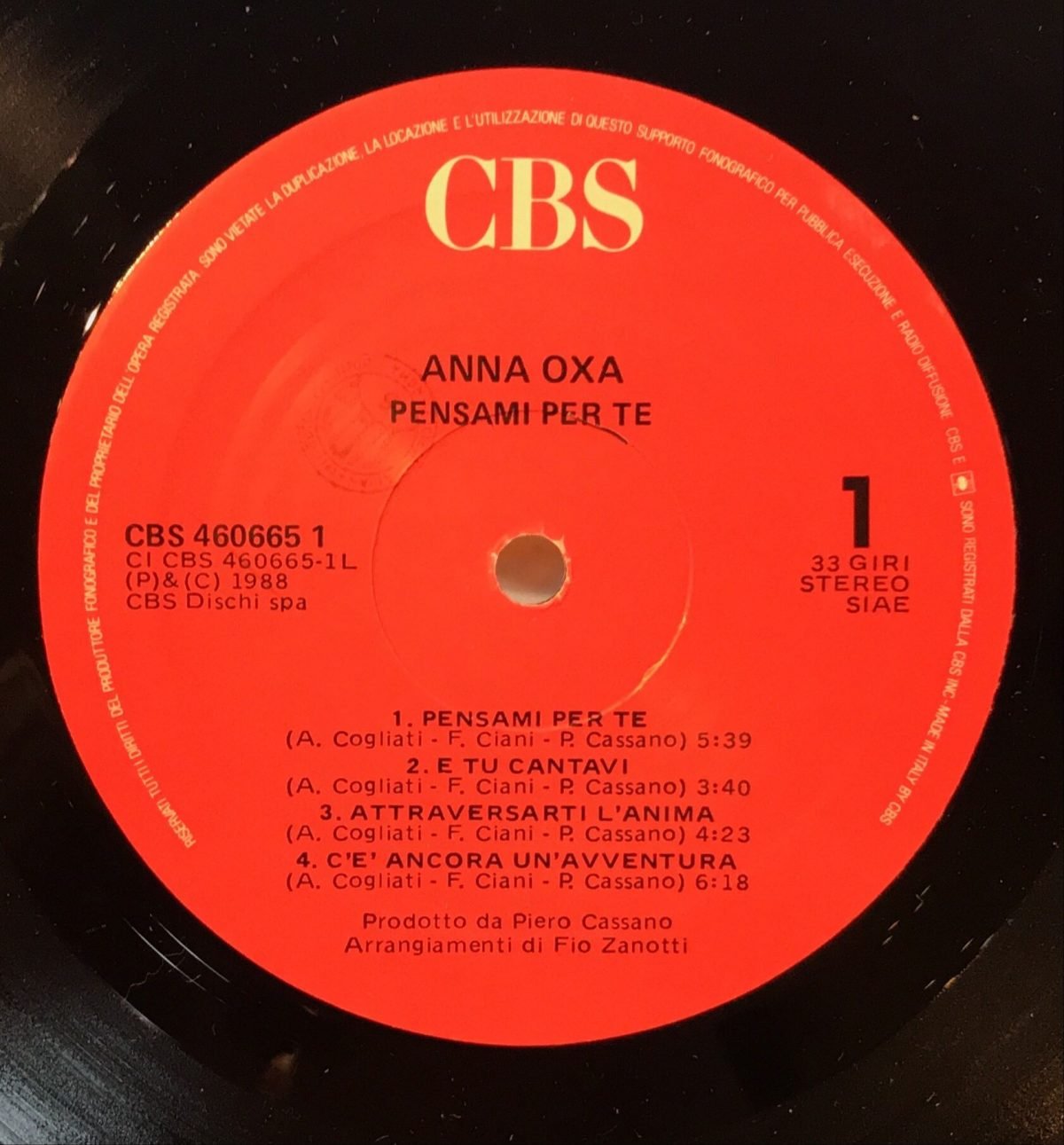 Anna Oxa ‎– Pensami Per Te LP Plak - Görsel 2