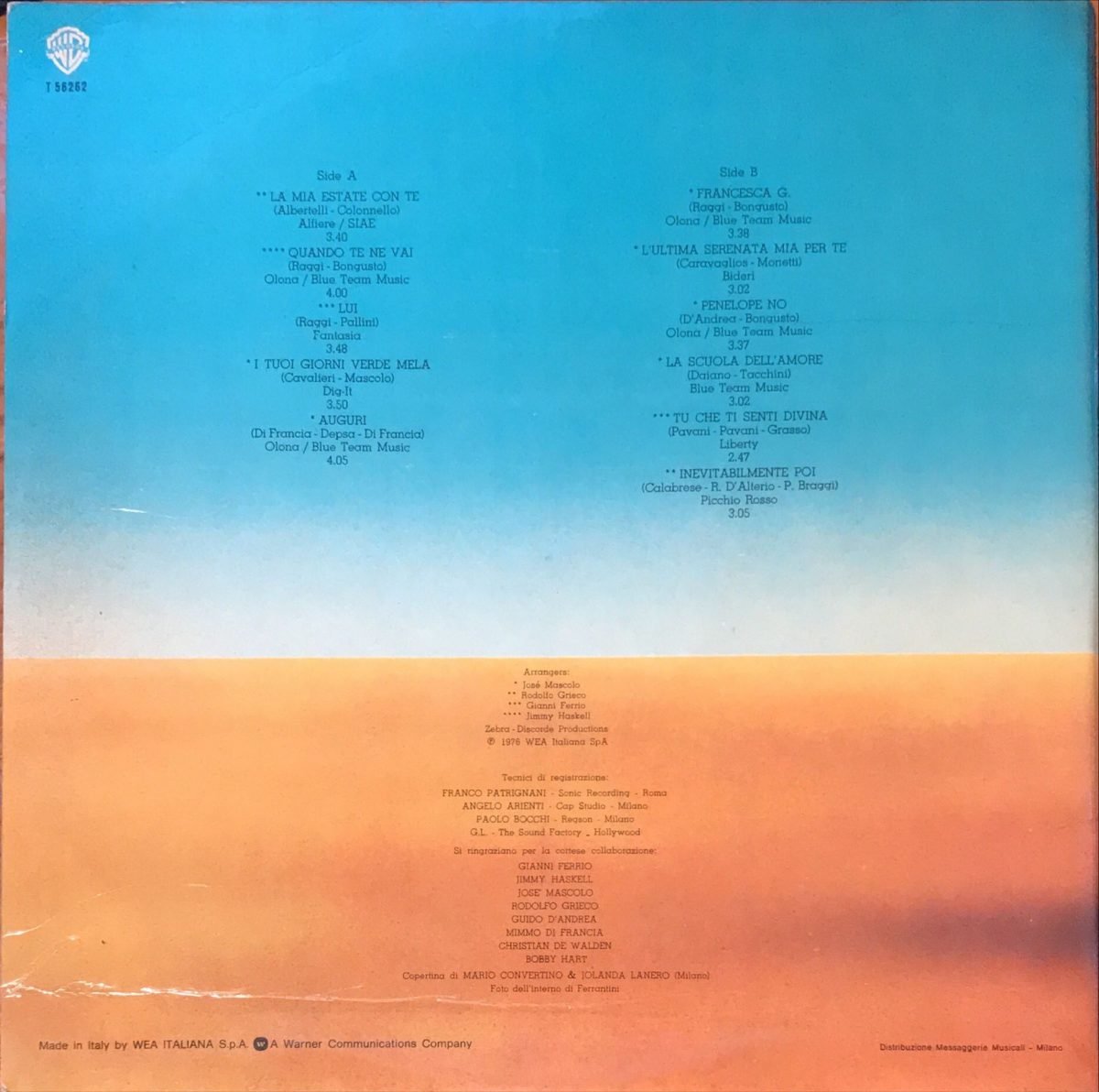 Fred Bongusto ‎– La Mia Estate Con Te LP Plak - Görsel 3