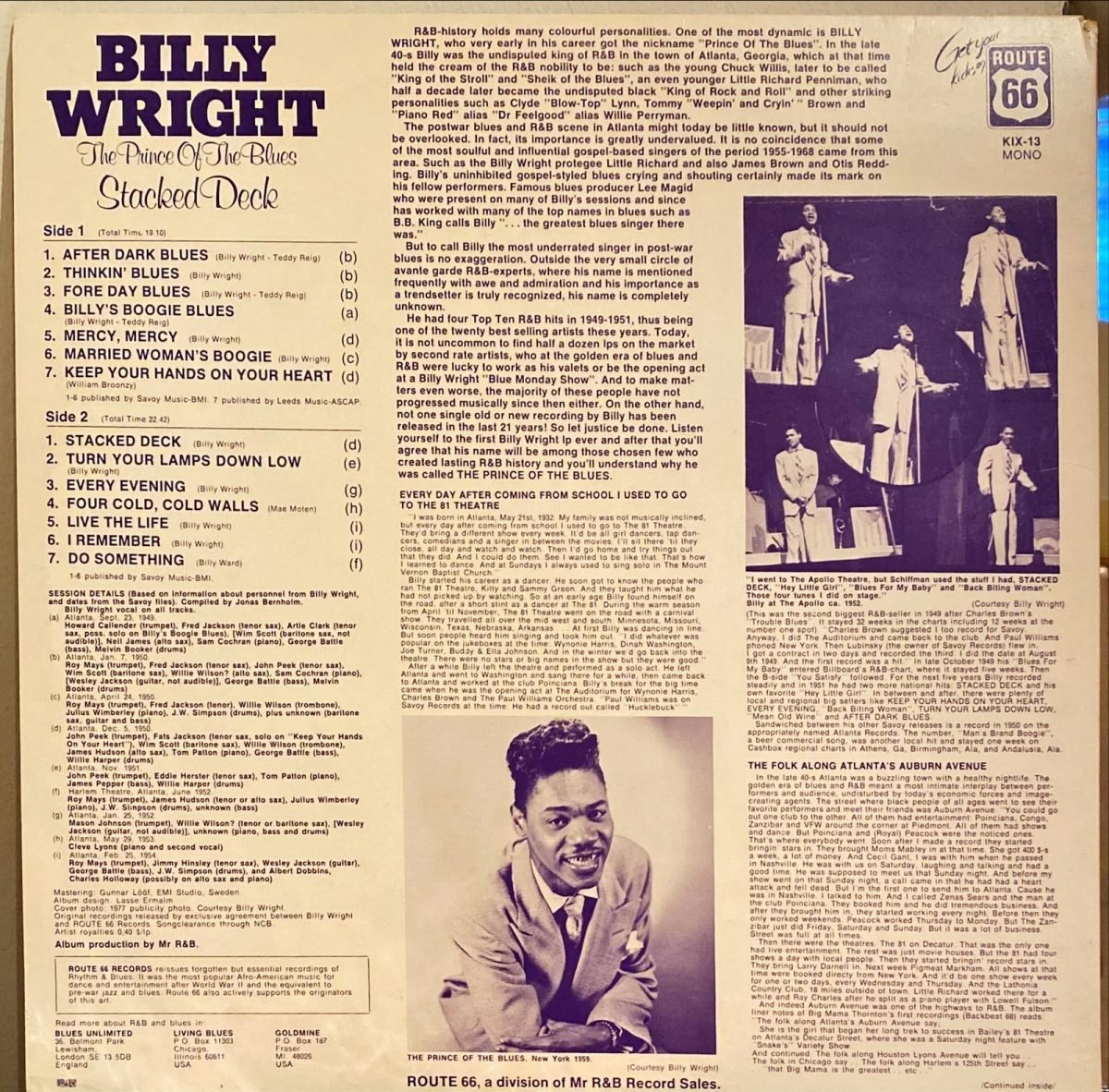 Billy Wright ‎– The Prince Of The Blues - Stacked Deck LP Plak - Görsel 2