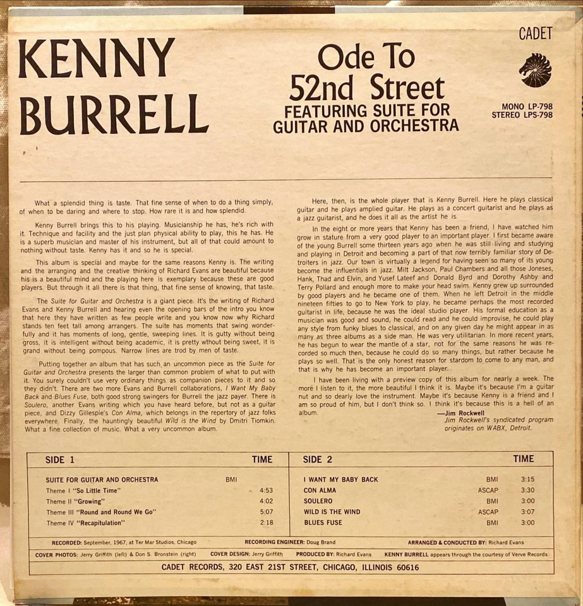 Kenny Burrell ‎– Ode To 52nd Street - Görsel 2