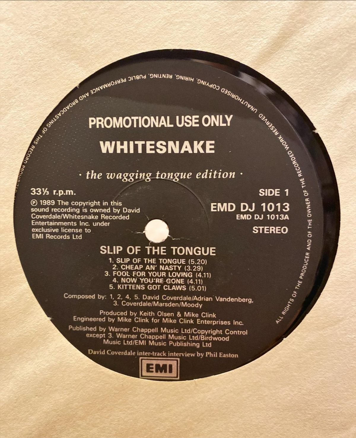 Whitesnake ‎– Slip Of The Tongue (The Wagging Tongue Edition) LP Plak - Görsel 4