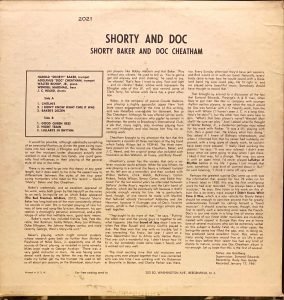 Shorty Baker & Doc Cheatham ‎– Shorty & Doc LP Plak - Görsel 2